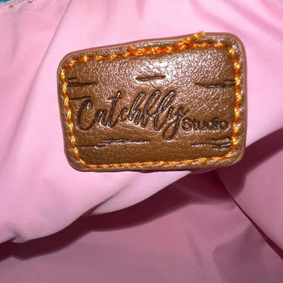 Catchfly Vinyl Cosmetic Bag Wristlet Horseshoes Pink Turquoise - Picture 2 of 10